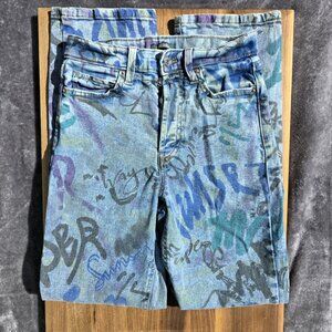 Wild Fable Super High-Rise Straight Graffiti Print Jeans - Size 0